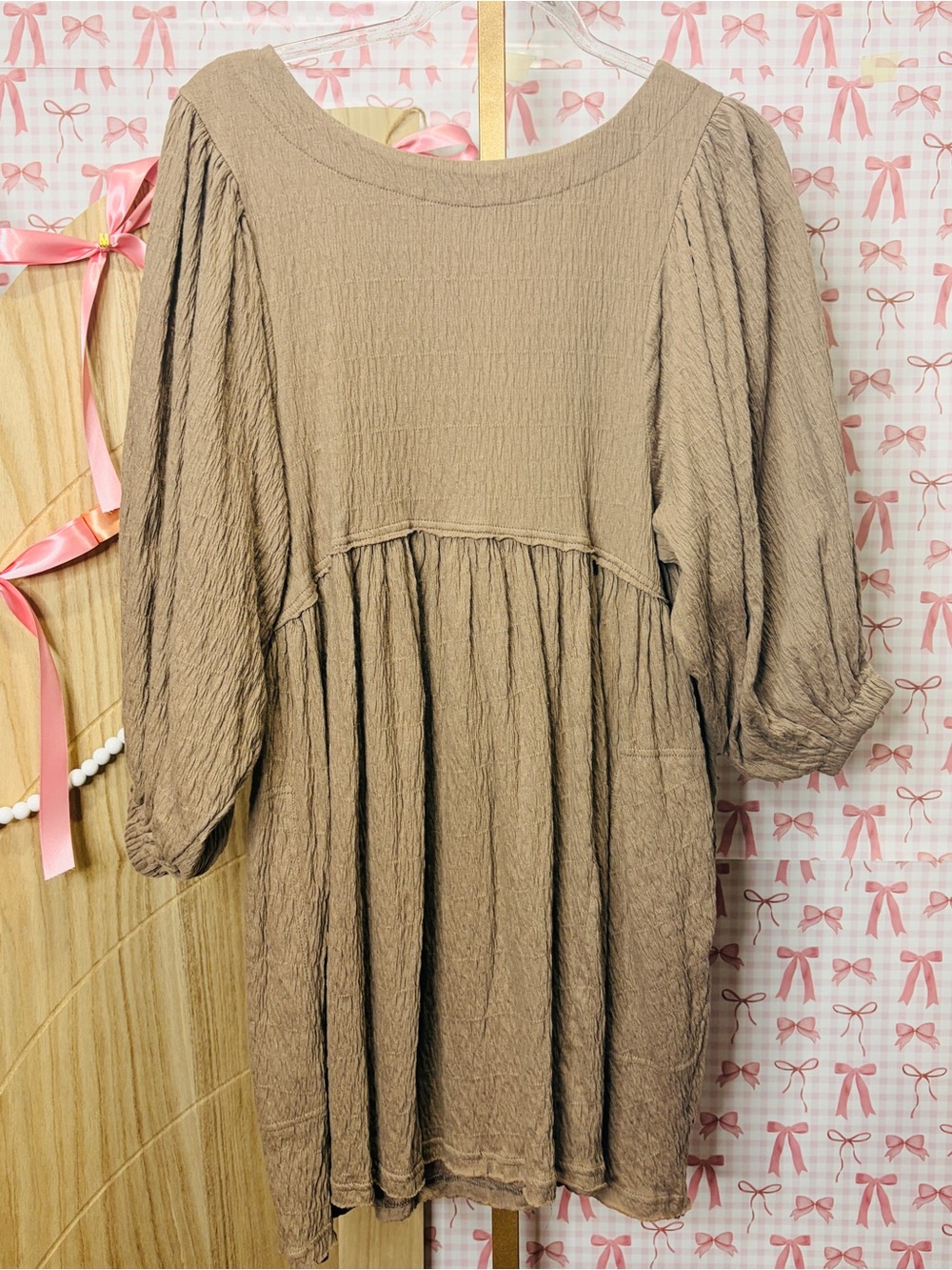 Free People Beach Get Obsessed Babydoll Dress XS Coastal Cowgirl Summer FP Brown